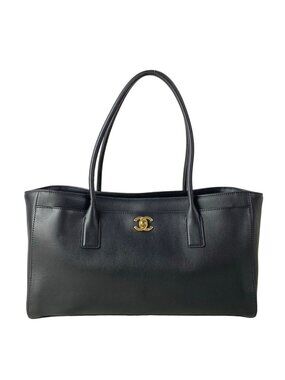 Chanel Shoulder Bag Small Shopping Black CC Logo Gold